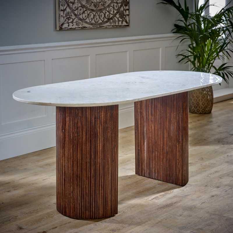 Opal Mango Wood Dining Table 170Cm With Marble Top - View 2