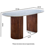 Opal mango wood dining table with a natural marble top
