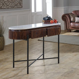 Opal console table made of mango wood with marble top and metal legs