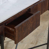 Opal Mango Wood Console Table With Marble Top And Metal Legs - View 4