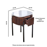 Opal mango wood bedside table with marble top and metal legs