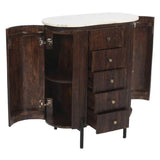 Opal Mango Wood Wide Chest Of Drawers with Marble Top & Metal Legs - View 4