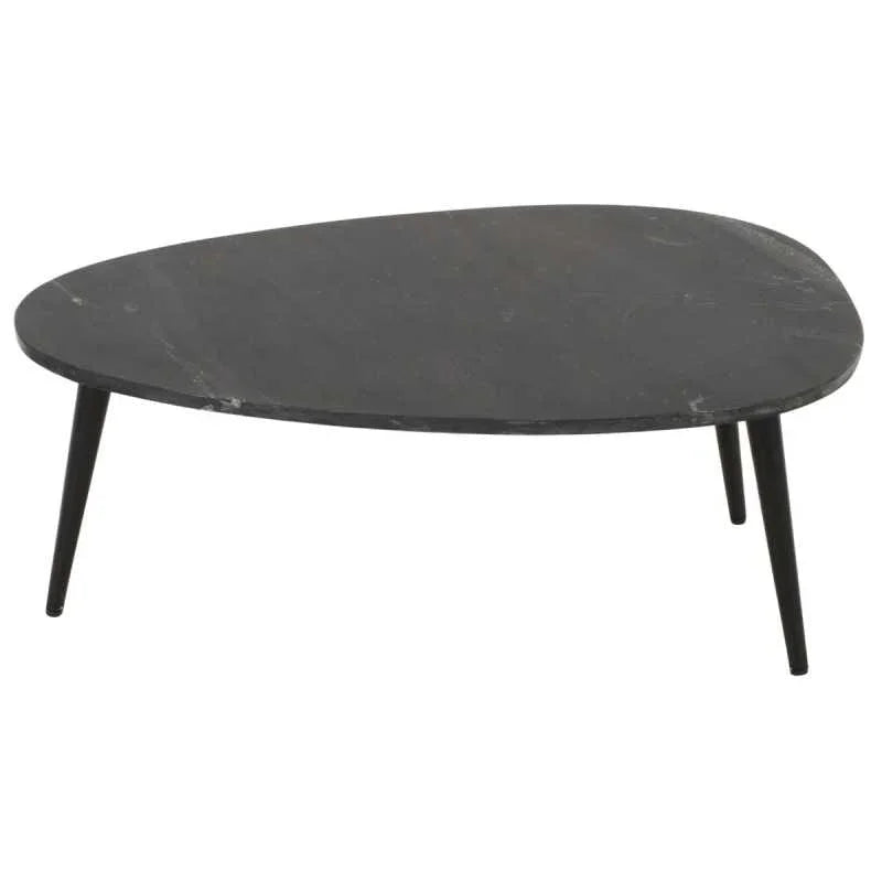 Opal Coffee Table With Black Marble Top & Metal Legs - View 2