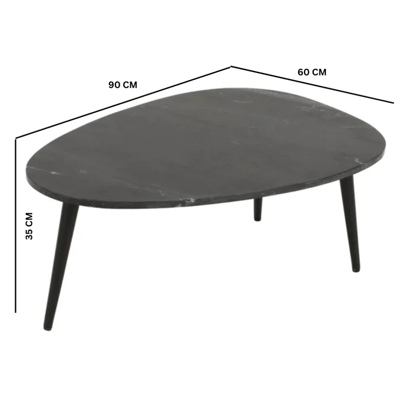 Opal Coffee Table With Black Marble Top & Metal Legs - View 4