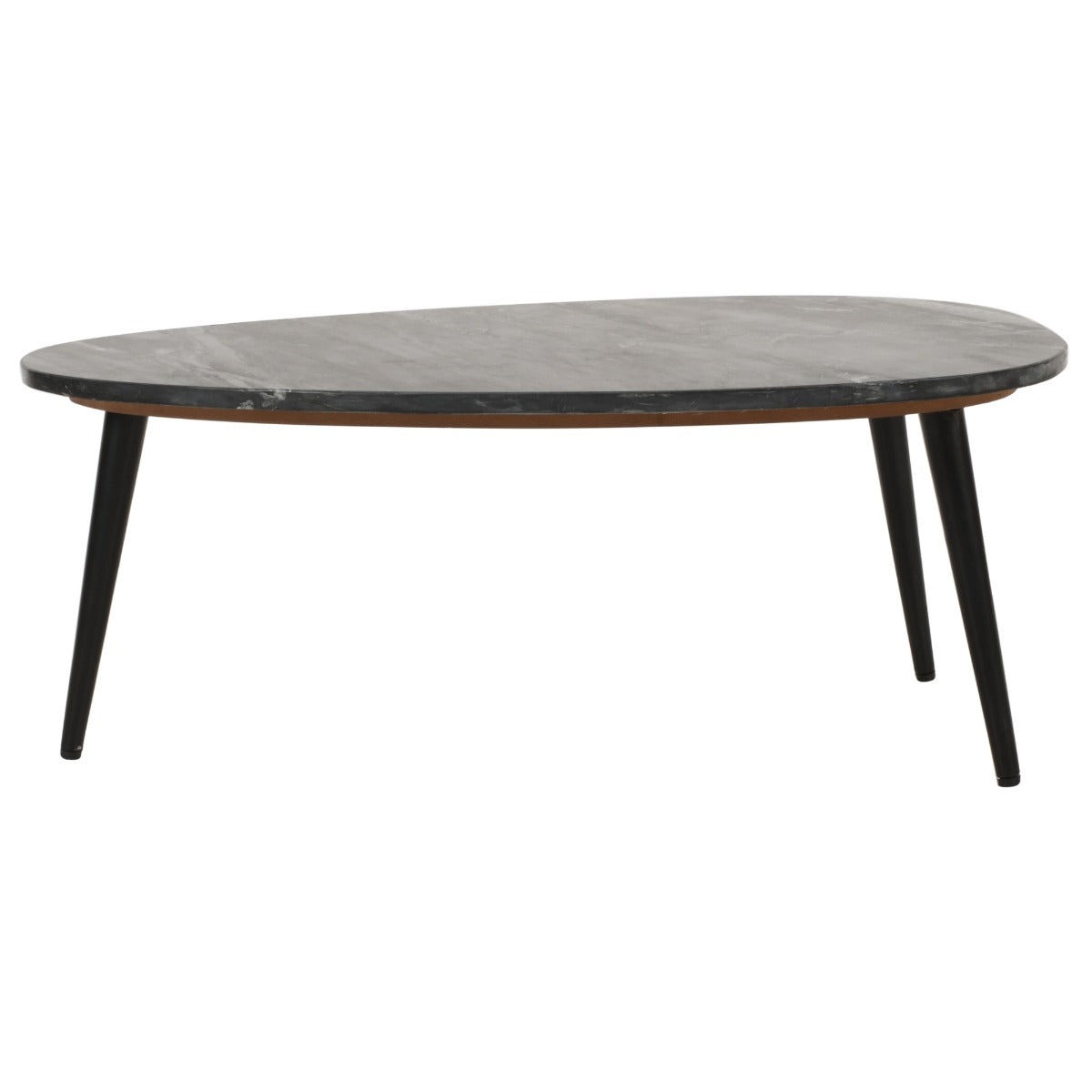 Opal coffee table with black marble top and metal legs