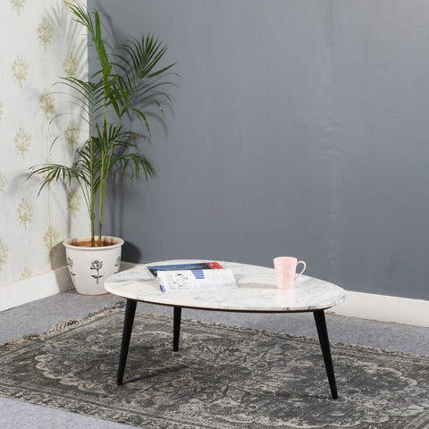 Elegant Opal coffee table with white marble top and metal legs