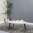 Elegant Opal coffee table with white marble top and metal legs