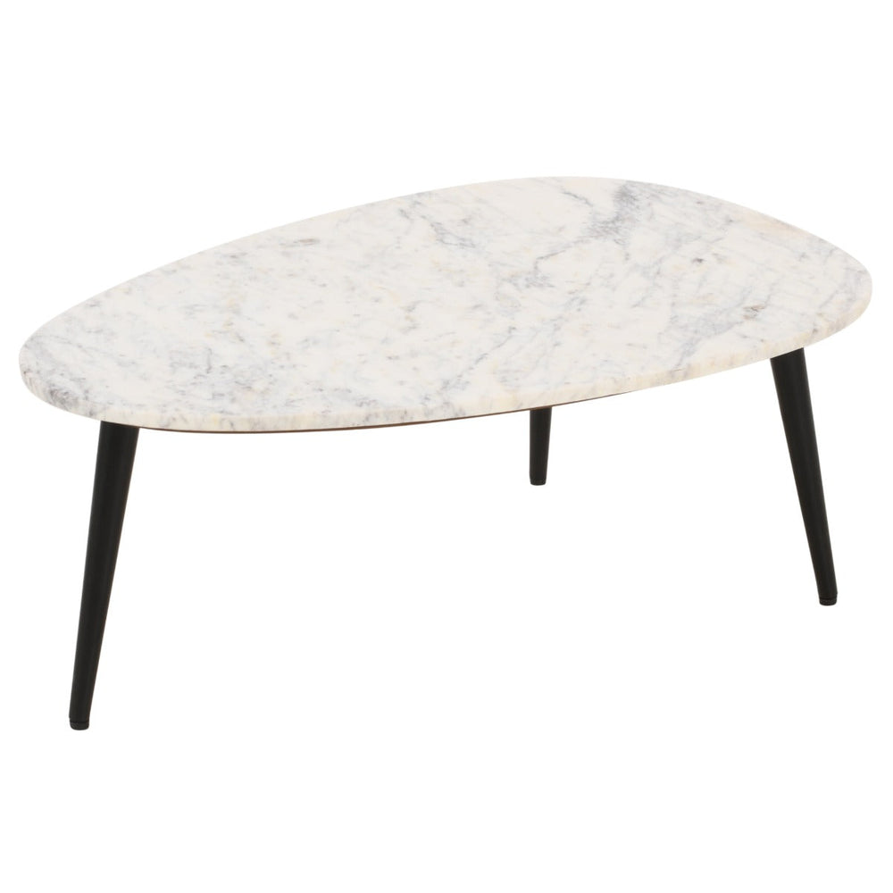 Elegant Opal coffee table with white marble top and metal legs
