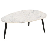Elegant Opal coffee table with white marble top and metal legs