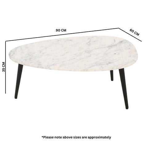 Elegant Opal coffee table with white marble top and metal legs