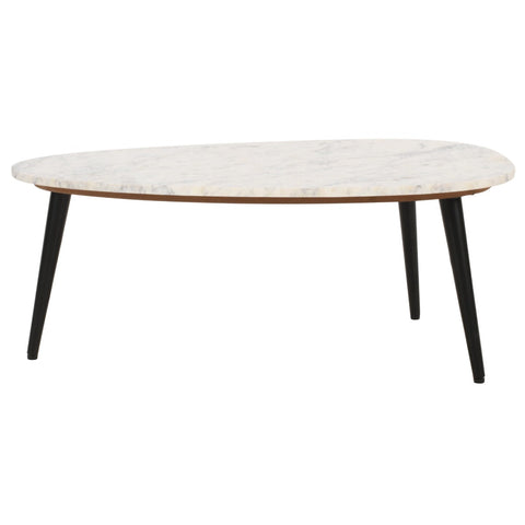 Elegant Opal coffee table with white marble top and metal legs