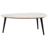 Elegant Opal coffee table with white marble top and metal legs