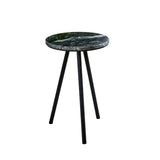 Opal side table with black marble top and metal legs, minimalist design