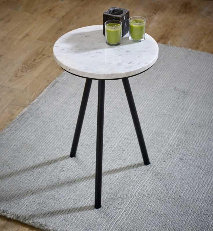 Opal Side Table With White Marble Top & Metal Legs - View 2