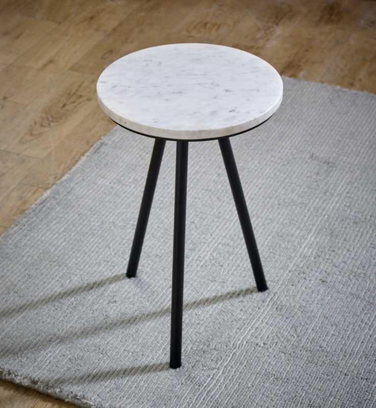 Opal Side Table With White Marble Top & Metal Legs - View 3