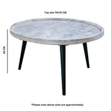 Ashford natural marble and wood pedestal coffee table in elegant taupe finish