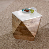 Alfie side table made from solid mango wood with a whiteish finish