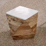 Alfie side table made from solid mango wood with a whiteish finish