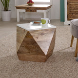 Alfie side table made from solid mango wood with a whiteish finish