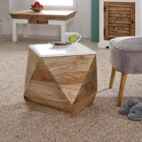 Alfie side table made from solid mango wood with a whiteish finish