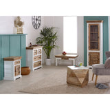 Alfie side table made from solid mango wood with a whiteish finish
