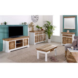 Alfie side table made from solid mango wood with a whiteish finish
