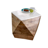 Alfie side table made from solid mango wood with a whiteish finish