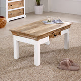 Alfie coffee table in whiteish finish made from solid mango wood