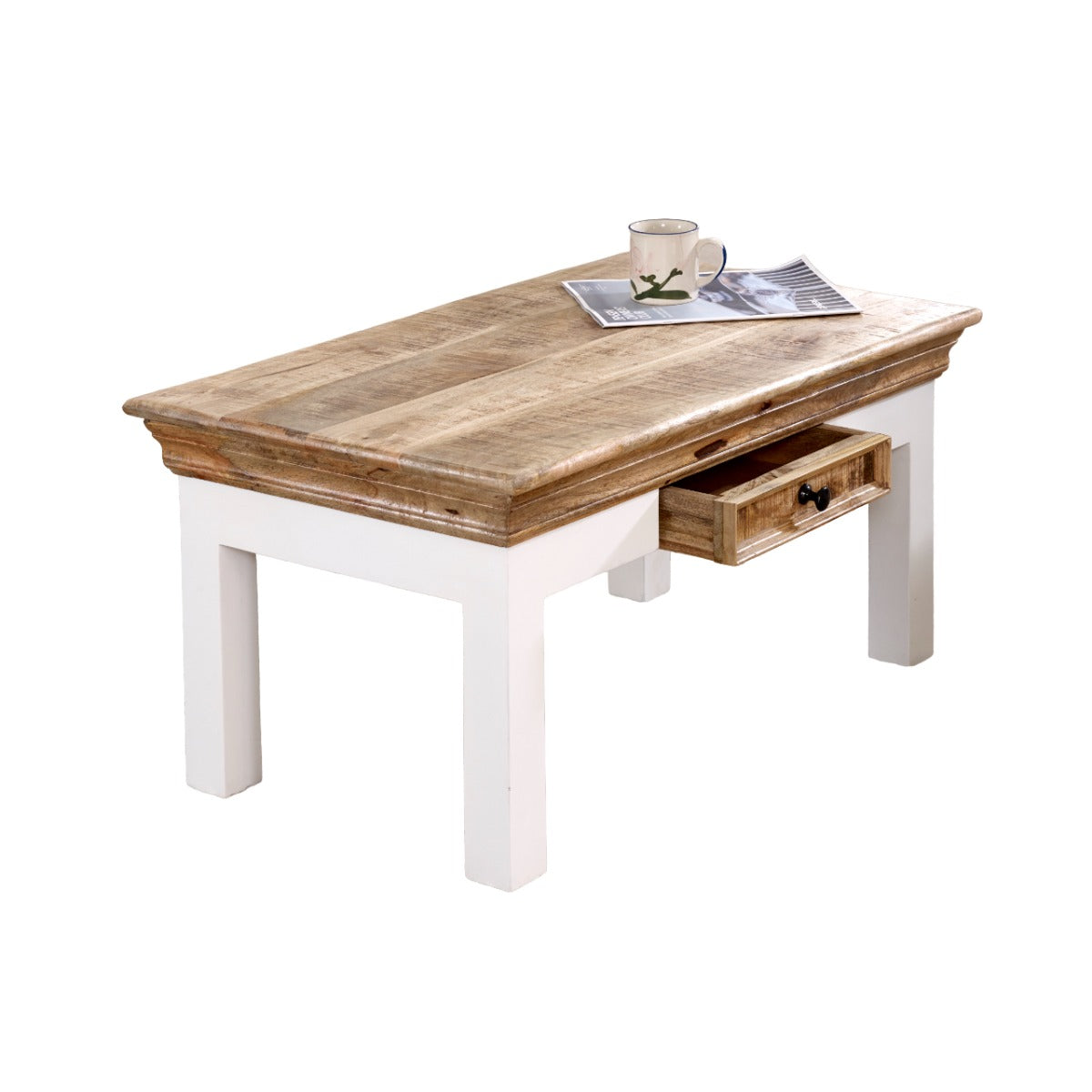 Alfie coffee table in whiteish finish made from solid mango wood