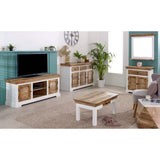 Alfie TV cabinet in solid mango wood with a whiteish finish