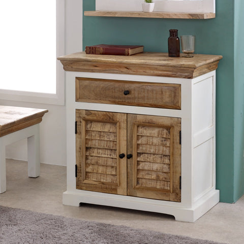 Alfie Wood Sideboard in whiteish mango wood with 1 drawer and 2 doors