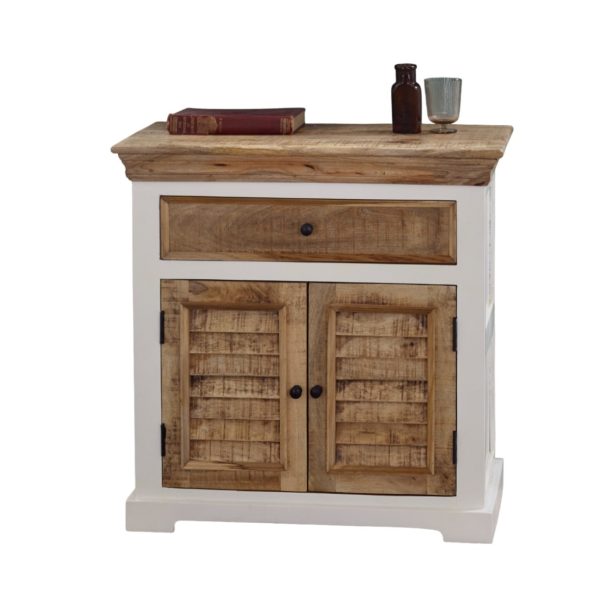 Alfie Wood Sideboard in whiteish mango wood with 1 drawer and 2 doors