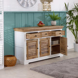 Alfie Wood Sideboard in white finish, made from handcrafted mango wood