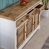 Alfie Wood Sideboard in white finish, made from handcrafted mango wood