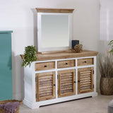 Alfie Wood Sideboard in white finish, made from handcrafted mango wood