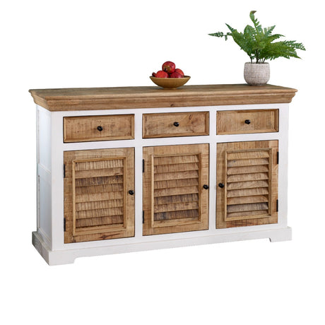 Alfie Wood Sideboard in white finish, made from handcrafted mango wood