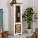 Alfie Wood Bookcase with 3 shelves and 1 door, crafted from mango wood
