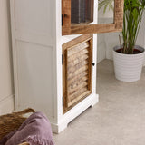 Alfie Wood Bookcase with 3 shelves and 1 door, crafted from mango wood