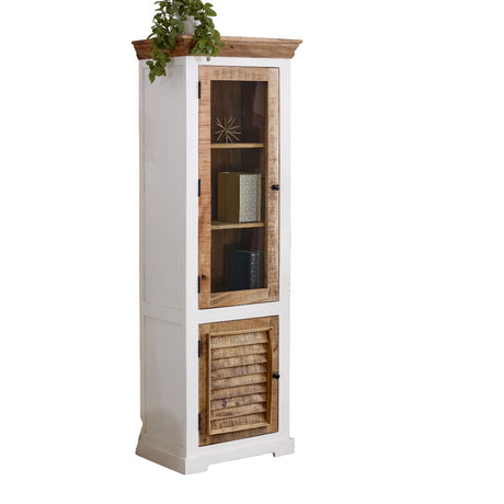 Alfie Wood Bookcase with 3 shelves and 1 door, crafted from mango wood