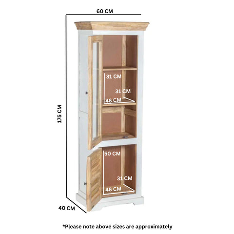 Alfie Wood Bookcase with 3 shelves and 1 door, crafted from mango wood