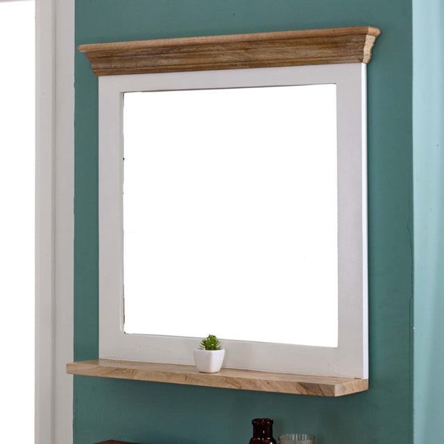 Alfie mirror frame with shelf made of solid mango wood
