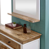 Alfie mirror frame with shelf made of solid mango wood