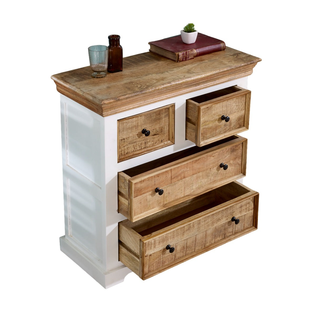 Alfie Solid Mango Wood Chest of Drawers in rustic style