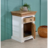 Alfie Solid Mango Wood Bedside Cabinet with drawer and door