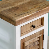 Alfie Solid Mango Wood Bedside Cabinet with drawer and door
