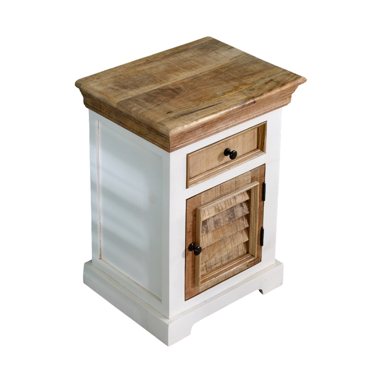 Alfie Solid Mango Wood Bedside Cabinet with drawer and door