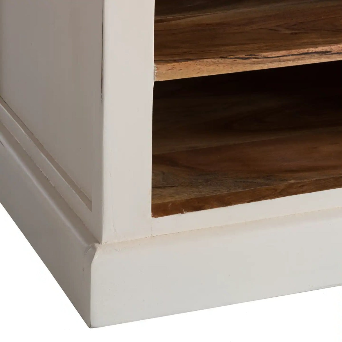 Alfie Wood Shoe Rack in handcrafted mango wood with a whiteish finish