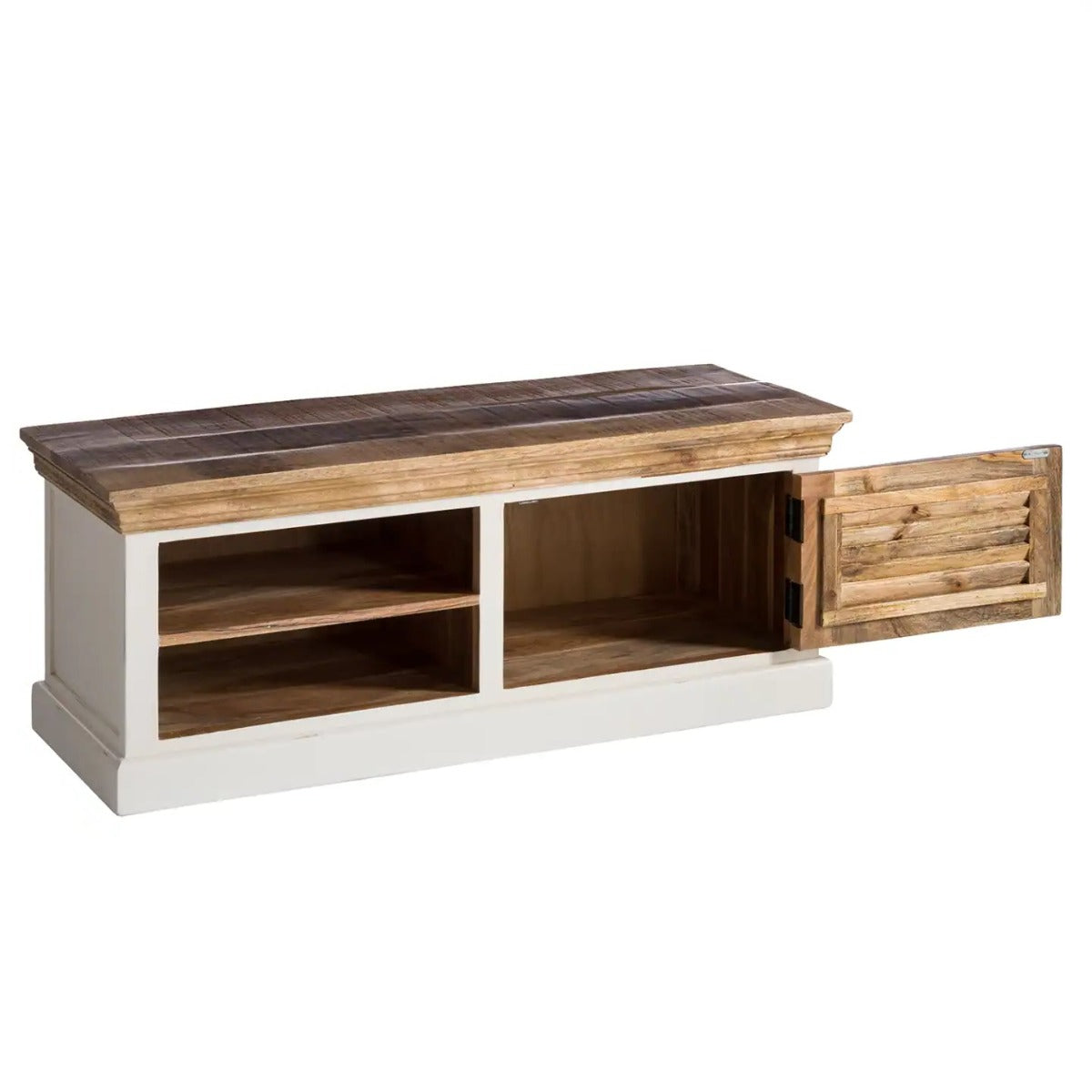 Alfie Wood Shoe Rack and Hanger Wall Hook Set in whiteish mango wood