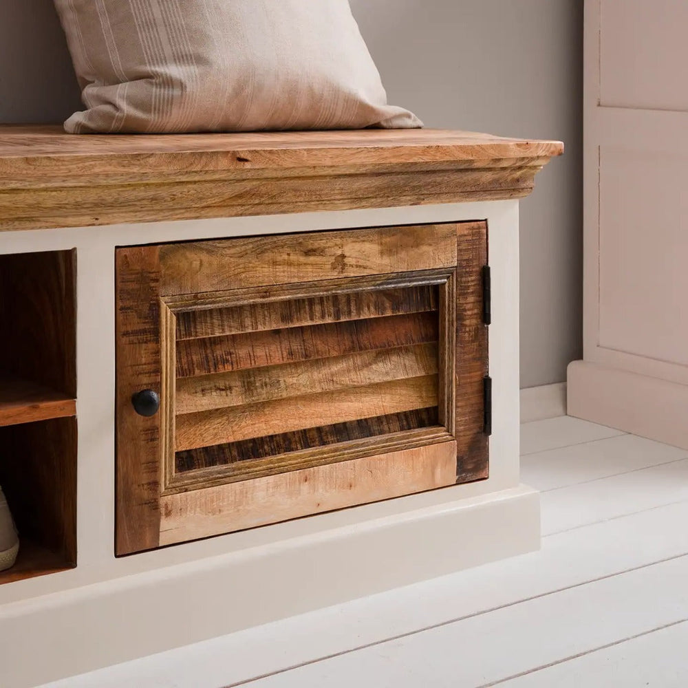 Alfie Wood Shoe Rack and Hanger Wall Hook Set in whiteish mango wood
