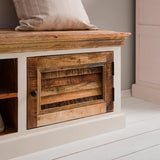 Alfie Wood Shoe Rack and Hanger Wall Hook Set in whiteish mango wood